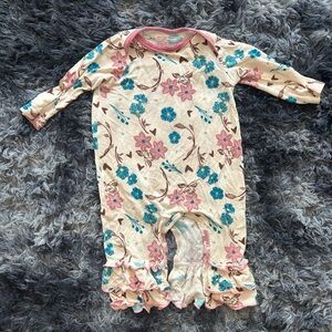 Floral Ruffle Rayon Bamboo Long-Sleeve One-Piece for Kids - Flowers